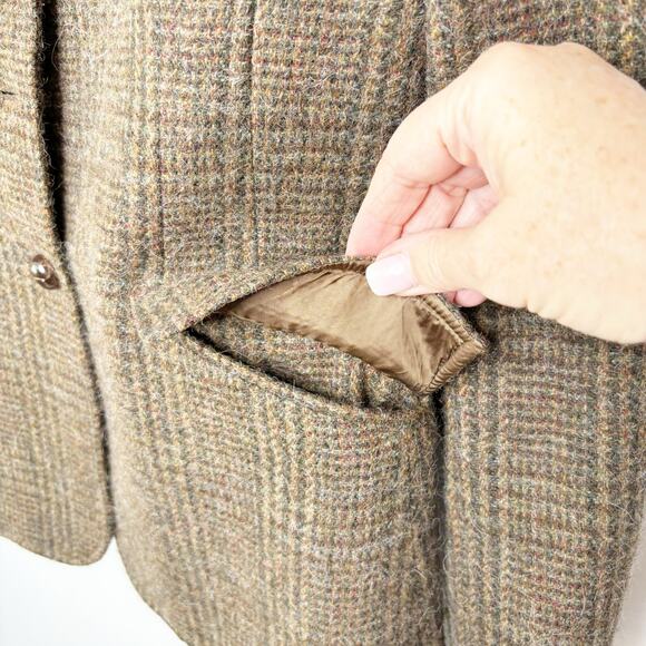 Ralph Lauren Italian Lambswool Alpaca Plaid Tweed Blazer Womens 12 - Picture 4 of 13